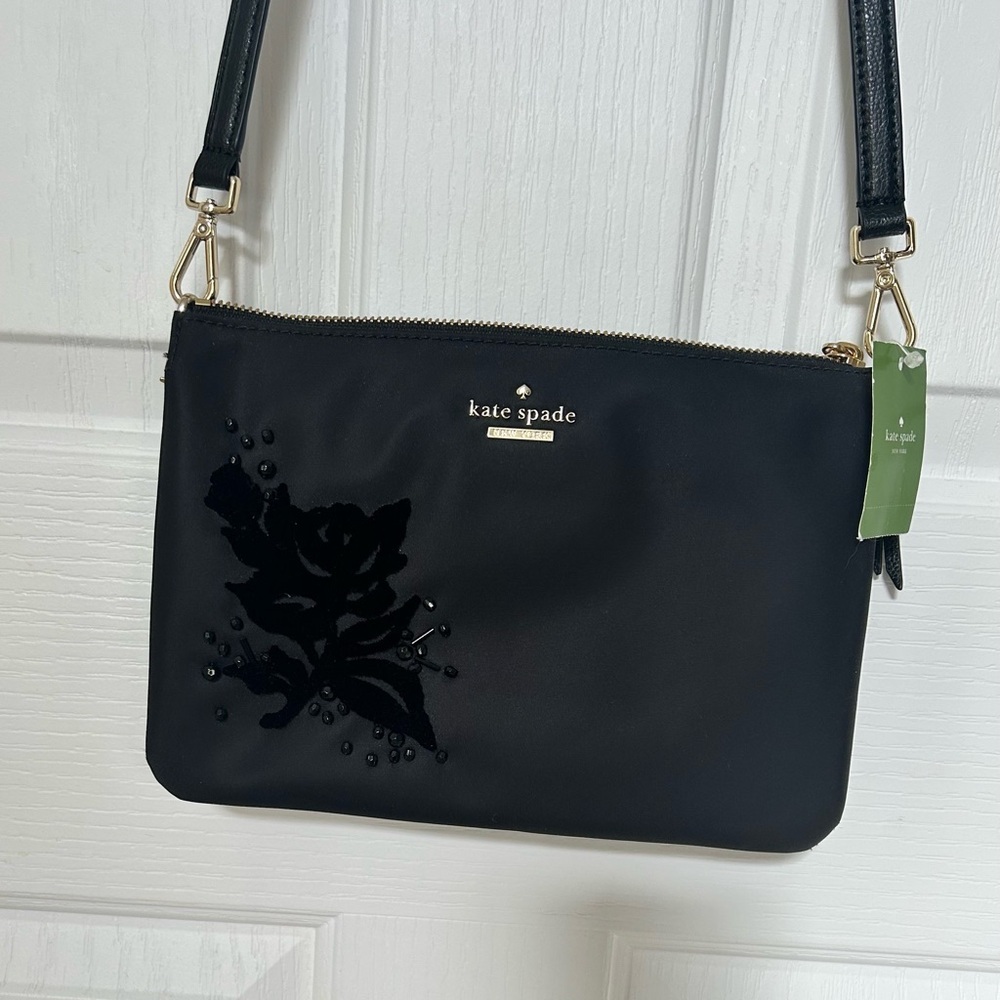 NWT Rare KATE SPADE NEW YORK MADELYNE Down Place Embellished Crossbody Bag Black - Picture 2 of 6